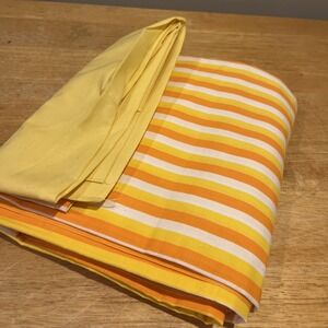 Vintage DAN RIVER  Yellow & Gold Striped Fine Muslin MCM Twin‎ Flat Sheet